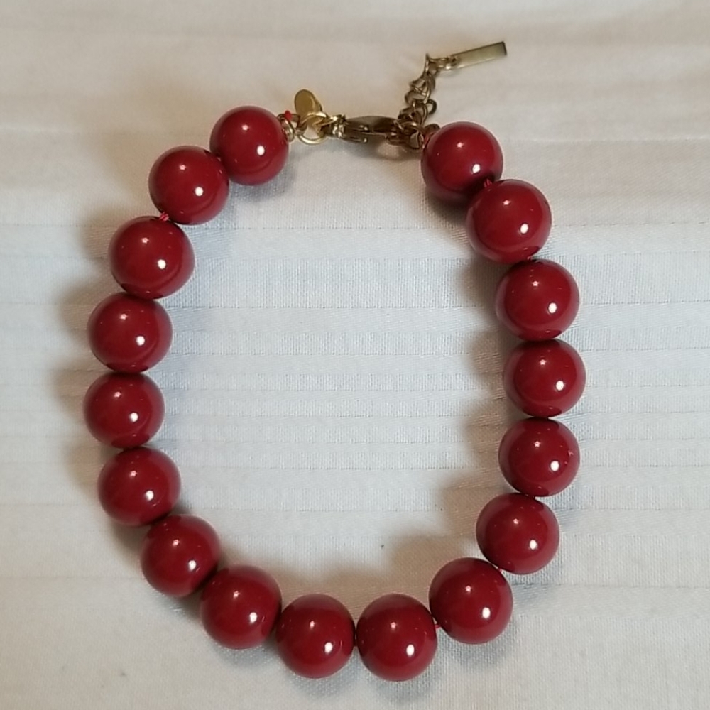 Premier Design Dark Red Glass Bead Bracelet